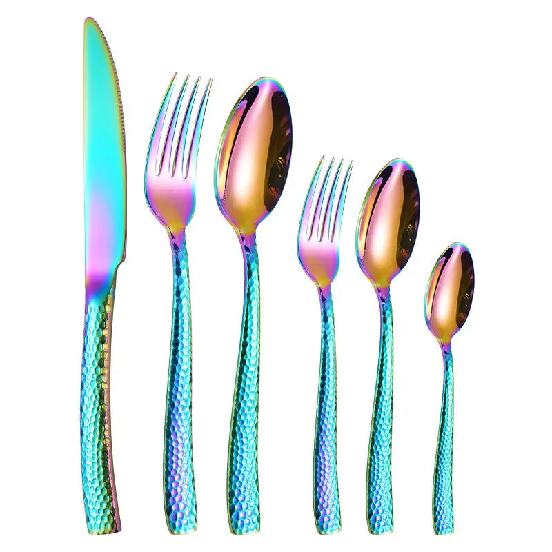 Premium Rainbow Multicolor Cutlery Set, Modern Durable Flatwar