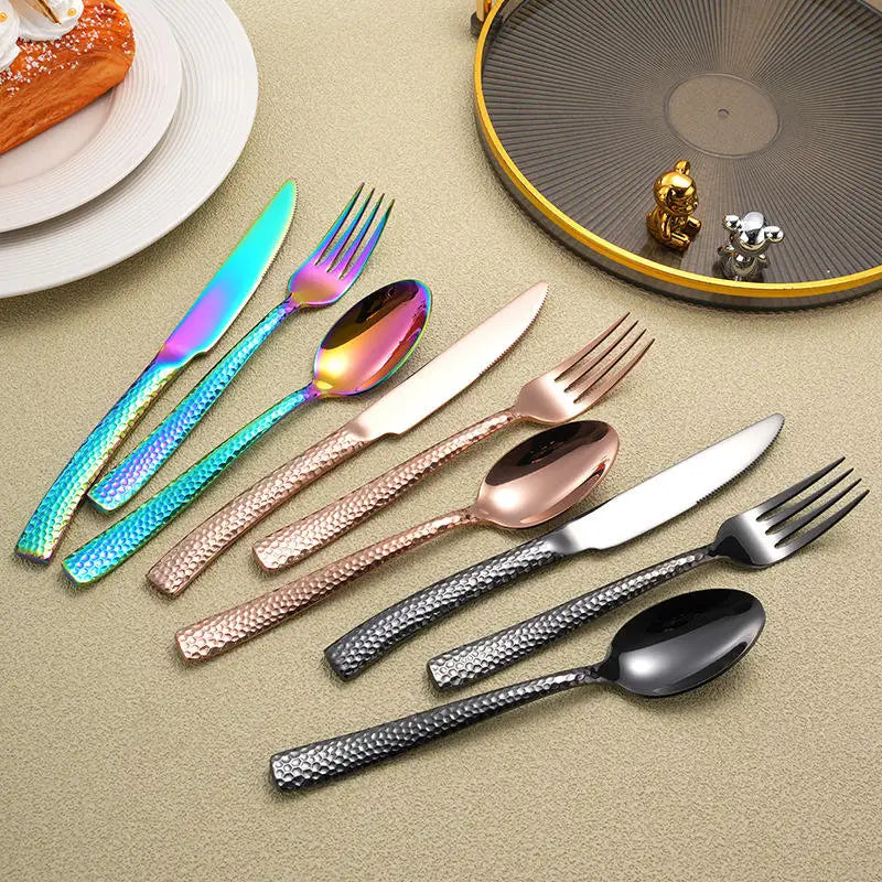 Premium Rainbow Multicolor Cutlery Set, Modern Durable Flatwar