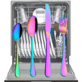 Decorative Rainbow Plated Cutlery Set, Smooth Durable Modern Tableware