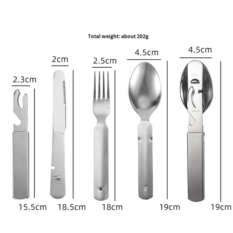 Portable 4-Piece Stainless Steel Cutlery Set with Bottle Opener, Mirror Polish Eco-Friendly Utensils for Household, Camping, Bar and Kitchen