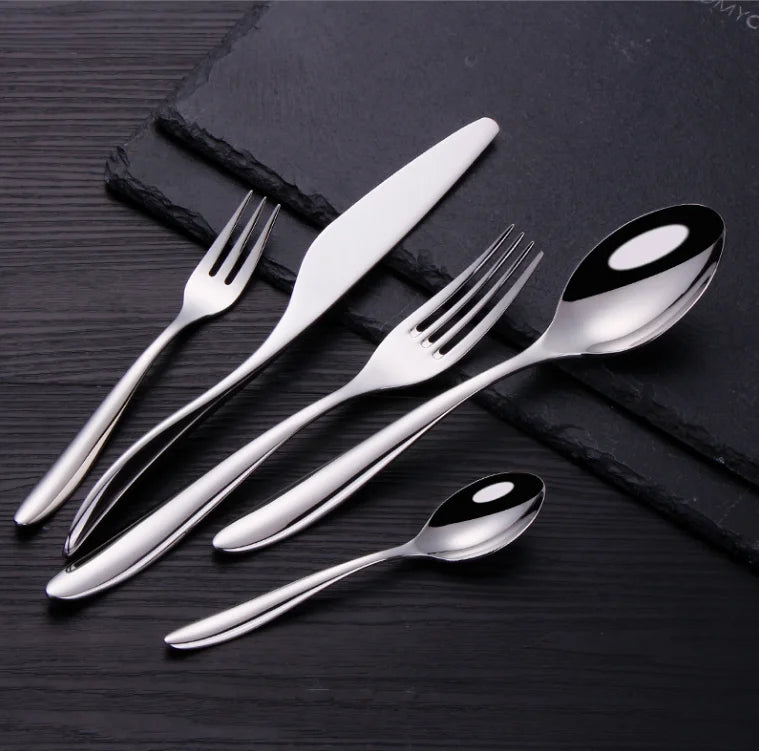 304 Stainless Steel Tableware Set, Elegant Western Steak Knife Fork Spoon, High-End Hotel & Restaurant Flatware