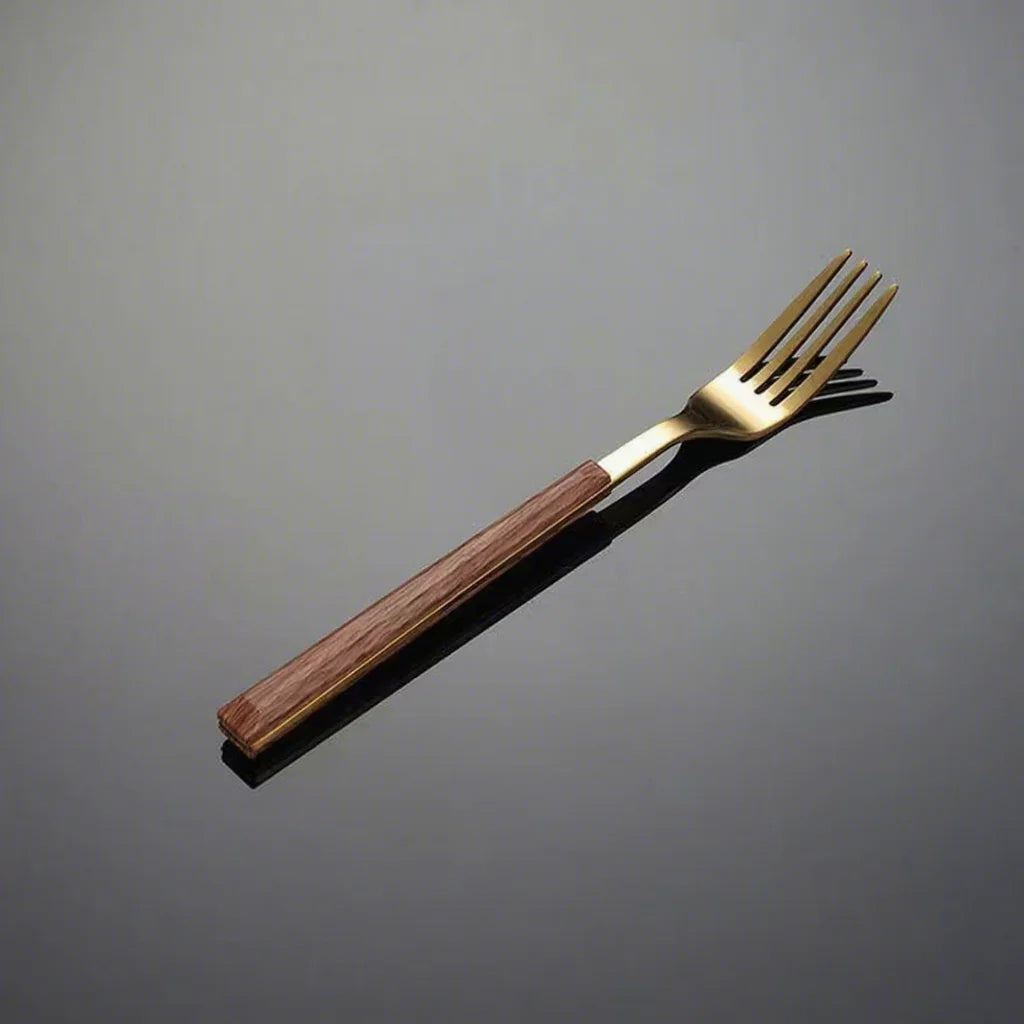 High Quality Wood Grain ABS Handle Stainless Steel Cutlery Set, Reusable Flatware