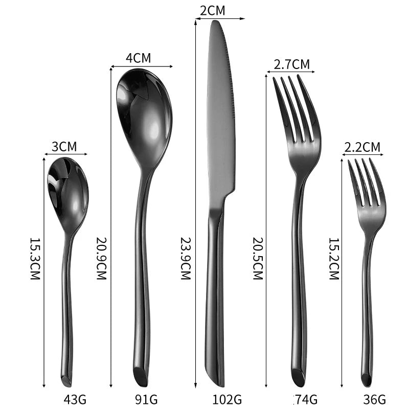 Luxury 430 Stainless Steel Silver Wedding Cutlery Set, 5-Piece with Custom Logo Option
