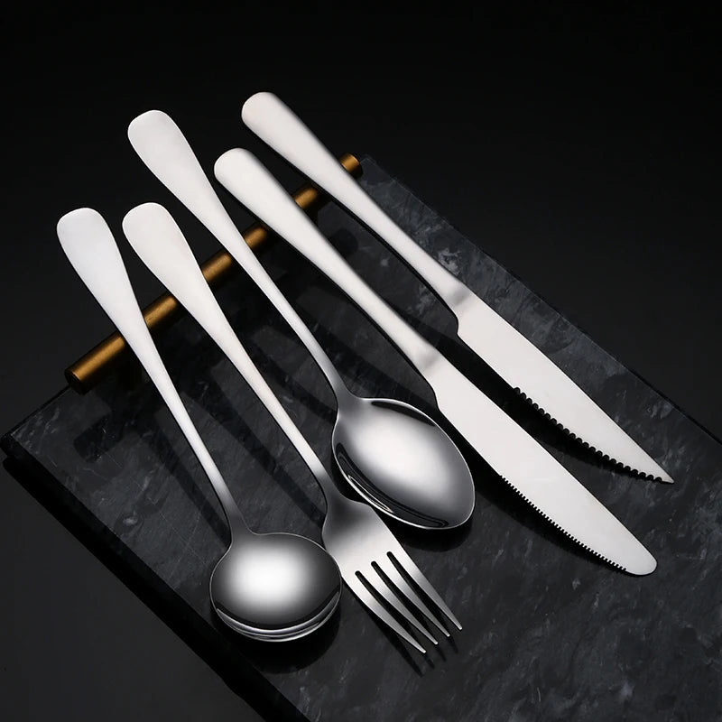 Modern 304 Stainless Steel Cutlery Set 4-Piece, Mirror Polish Silverware for Kitchen Hotel Wedding