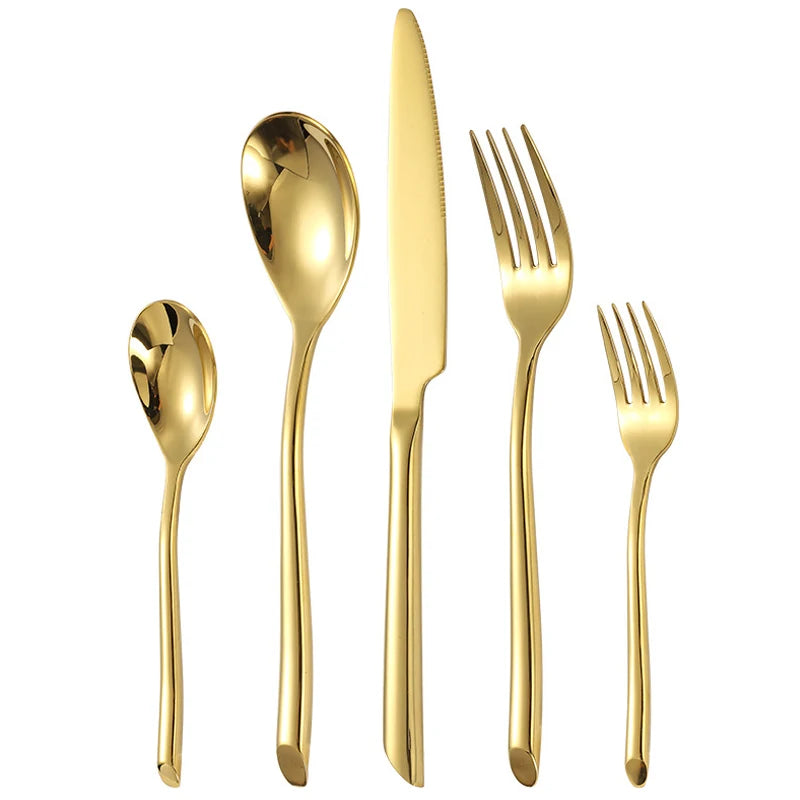 Luxury 430 Stainless Steel Silver Wedding Cutlery Set, 5-Piece with Custom Logo Option