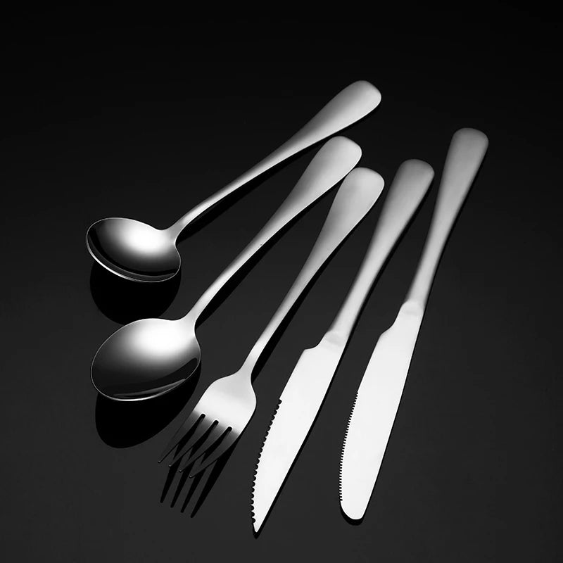 Modern 304 Stainless Steel Cutlery Set 4-Piece, Mirror Polish Silverware for Kitchen Hotel Wedding