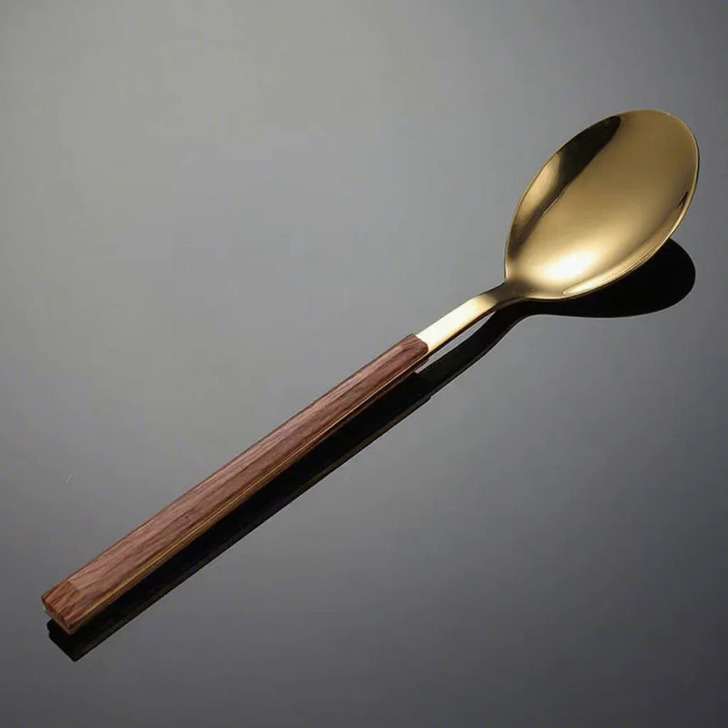 High Quality Wood Grain ABS Handle Stainless Steel Cutlery Set, Reusable Flatware