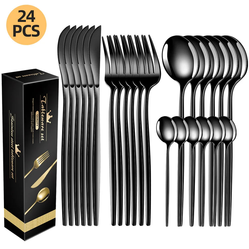 Portuguese Style Stainless Steel Tableware Set, Lightweight Knife Fork Spoon for Hotel & Western Dining