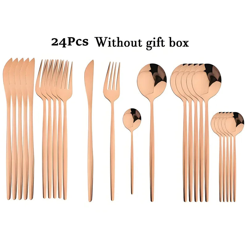 Portuguese Style Stainless Steel Tableware Set, Lightweight Knife Fork Spoon for Hotel & Western Dining