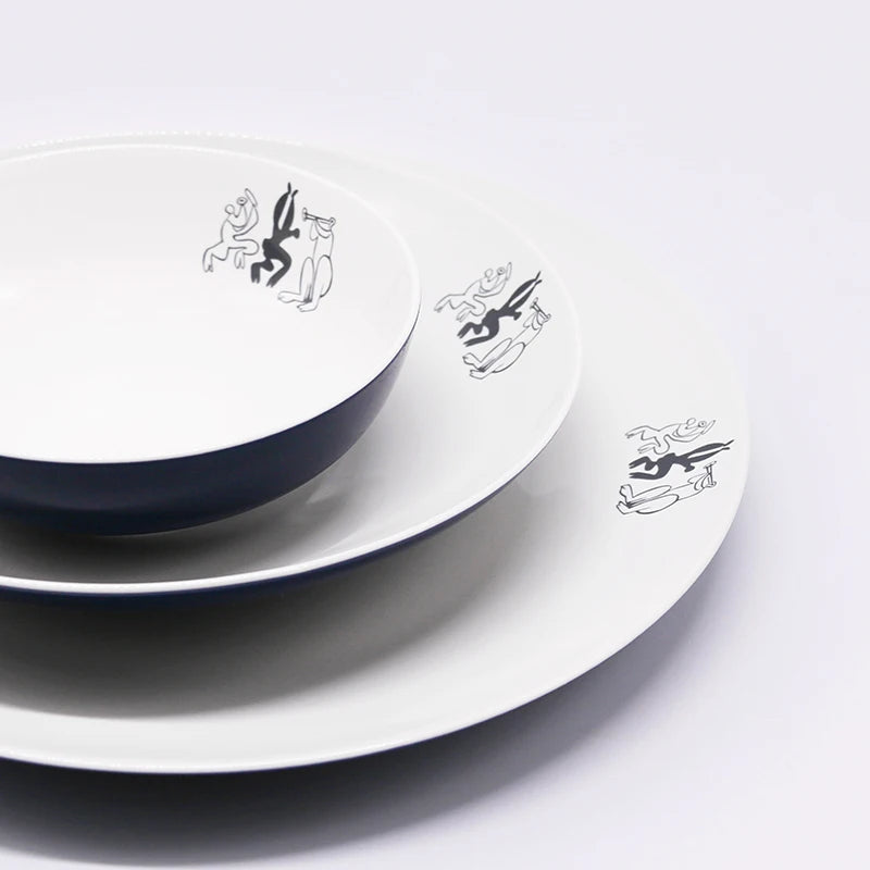 Modern Pure Color Ceramic Dinnerware Set, Steak Plates, Deep Soup Bowls, Pasta Plates & Serving Dishes