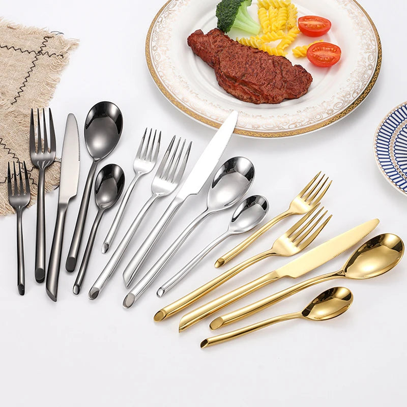 Luxury 430 Stainless Steel Silver Wedding Cutlery Set, 5-Piece with Custom Logo Option