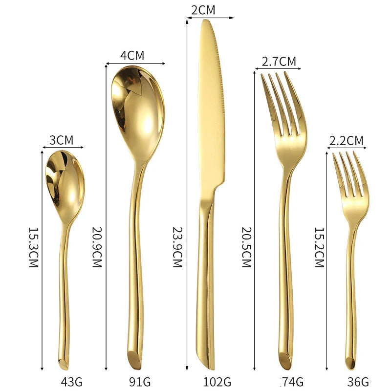 Luxury 430 Stainless Steel Silver Wedding Cutlery Set, 5-Piece with Custom Logo Option