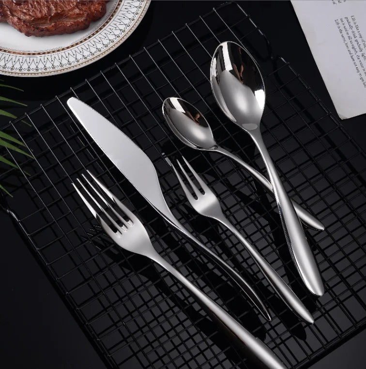 304 Stainless Steel Tableware Set, Elegant Western Steak Knife Fork Spoon, High-End Hotel & Restaurant Flatware