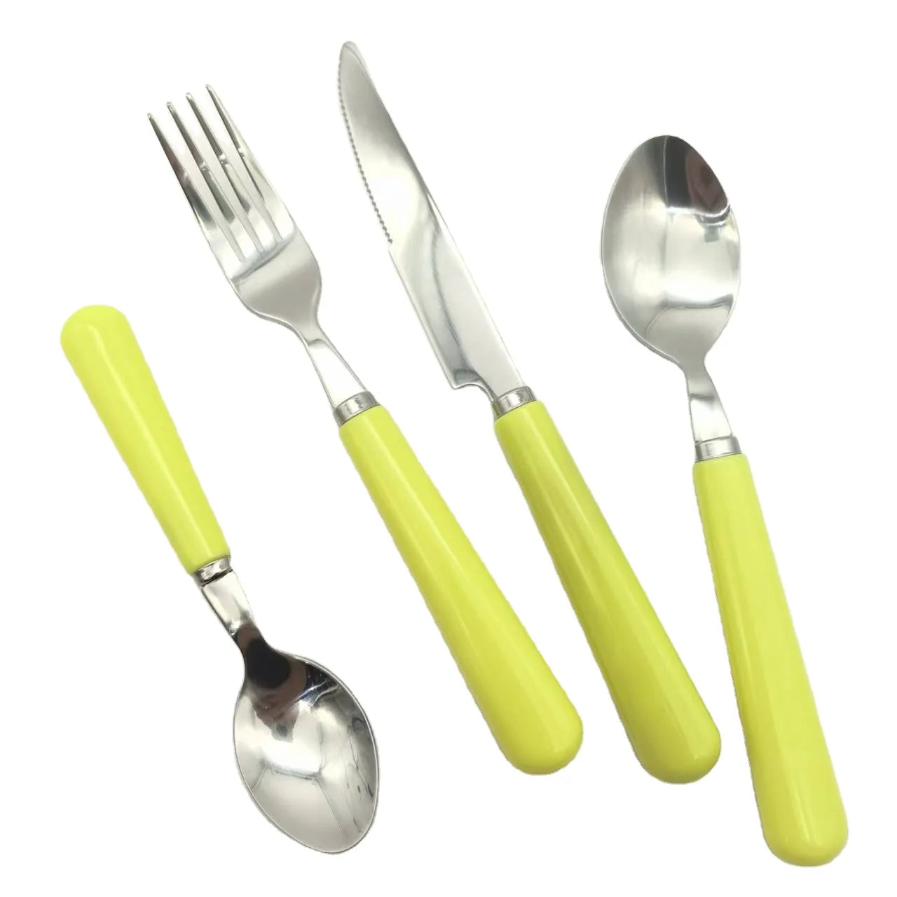 Royal White Pearl Acrylic Handle Silver Cutlery Set, Plastic Handle Spoon Fork Knife Flatware