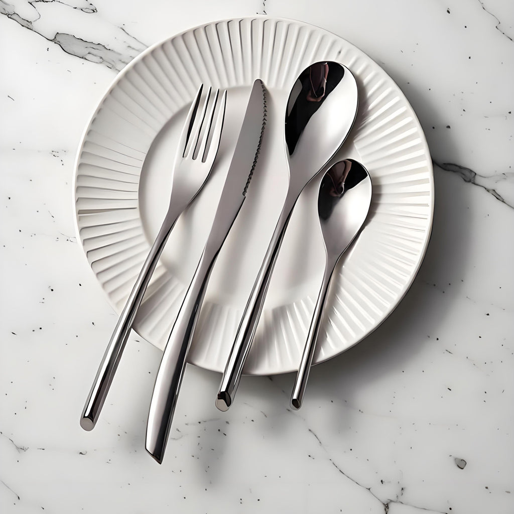 18/8 304 Stainless Steel Gold Plated Cutlery Set, High-End Golden Flatware for Elegant Wedding & Gift