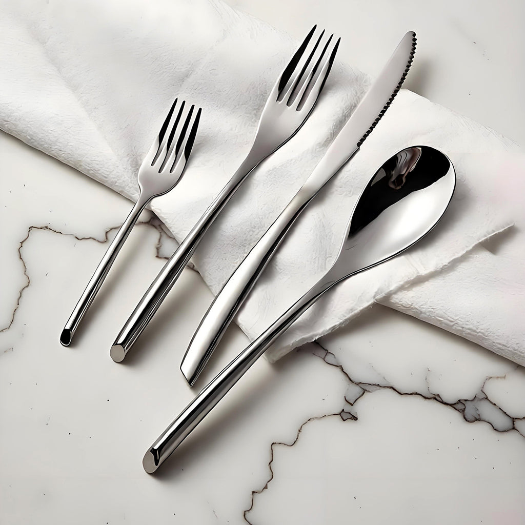 18/8 304 Stainless Steel Gold Plated Cutlery Set, High-End Golden Flatware for Elegant Wedding & Gift