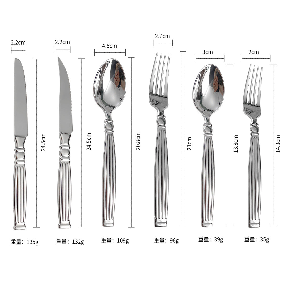 European Style Vintage Luxury Cutlery Set, 304 Forged Stainless Steel Steak Knife Fork Spoon Flatware for Home Dining