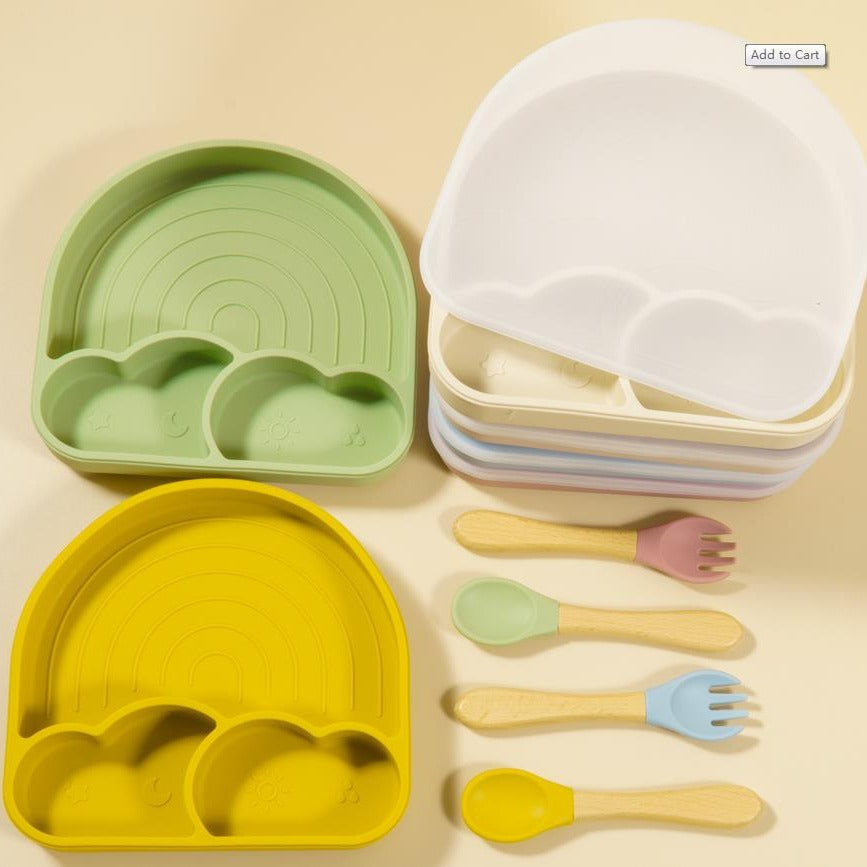 Comfortable Design Kids Dining Set for Baby & Toddler, Non-Slip Silicone Suction Plate