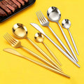 Korean Modern Black and Gold Stainless Steel Cutlery Set, Reusable Flatware for Party & Restaurant Use