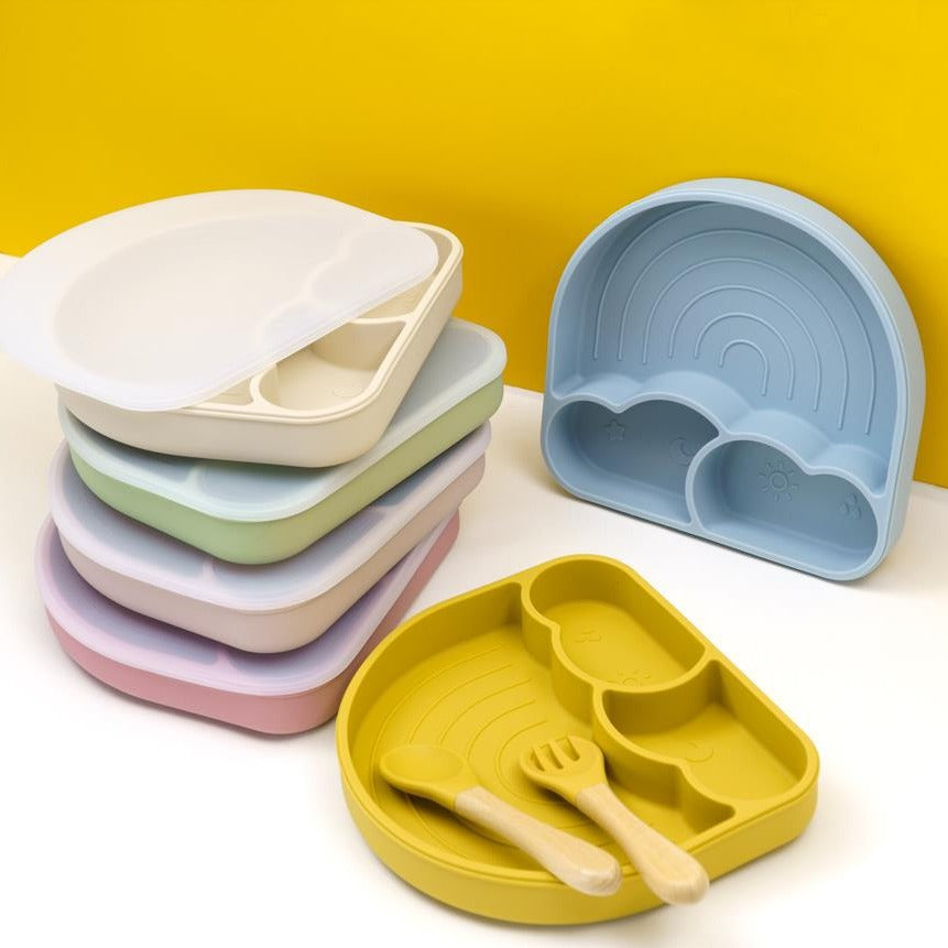 Comfortable Design Kids Dining Set for Baby & Toddler, Non-Slip Silicone Suction Plate